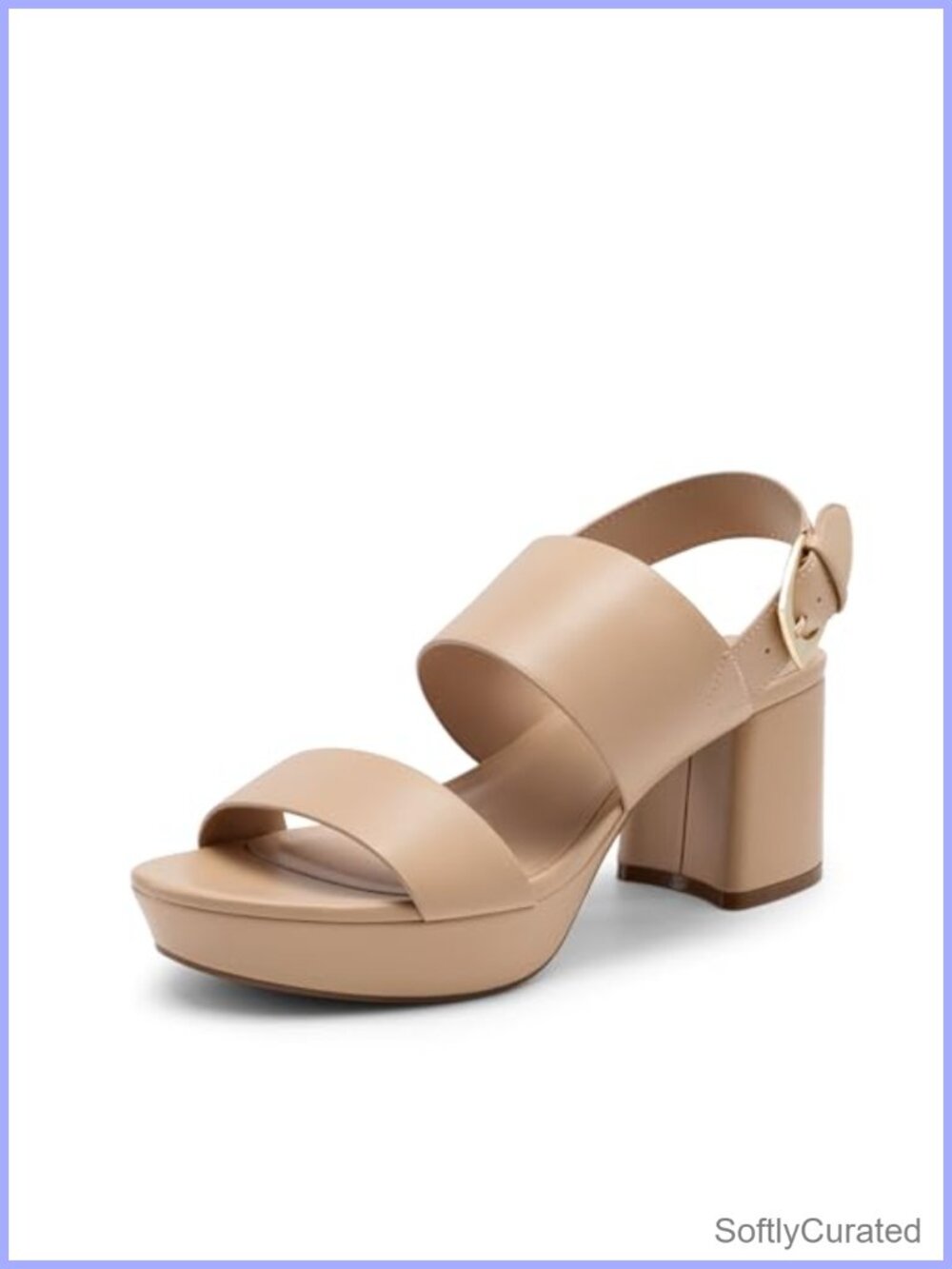 Women's Chunky Block Heel Platform Sandals Faux Leather Ankle Strap Heels